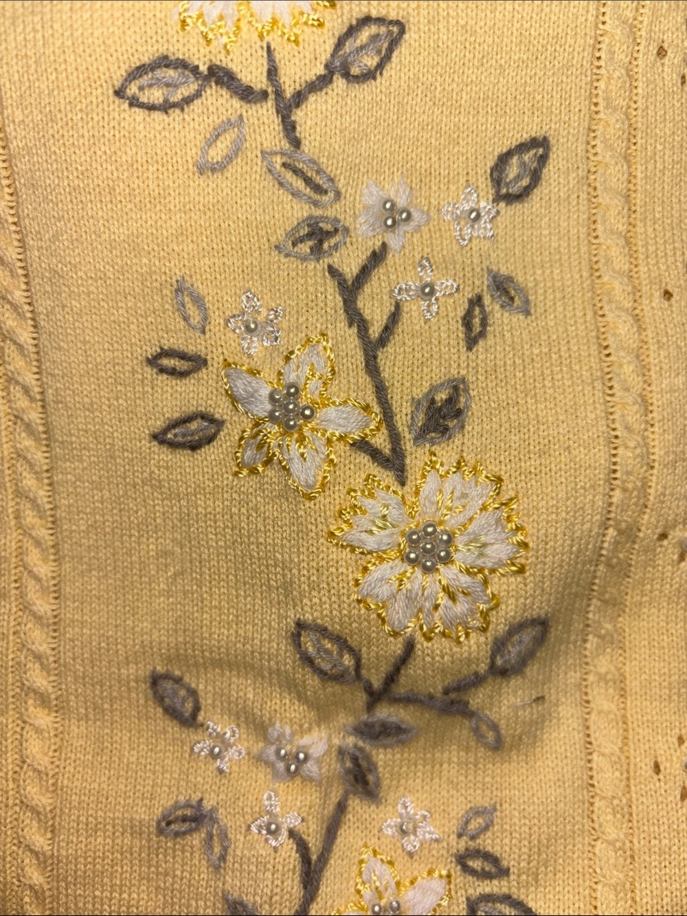 💥 $10 Start Alfred Dunner Cottagecore Short Sleeve Embroidered Sweater